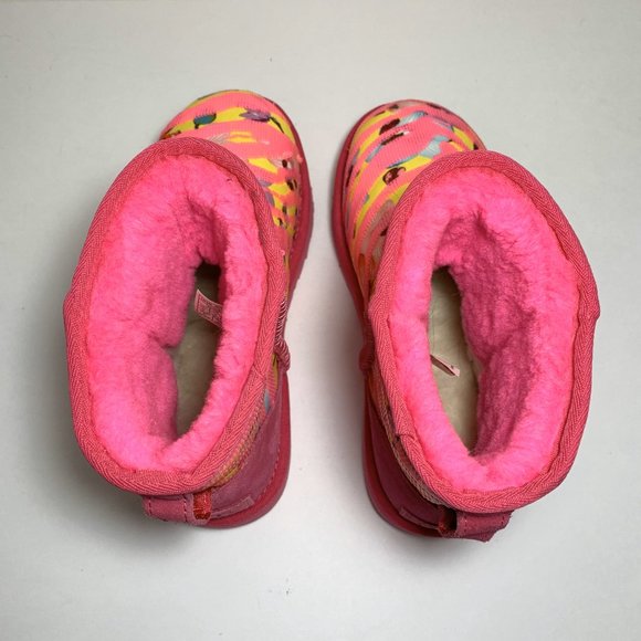 UGG Classic Mini Tiger Flower Boots Sequin Suede Booties Pink Size 6 NEW - Picture 6 of 8